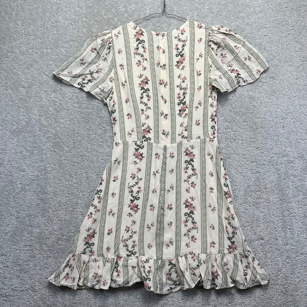 Reformation Beesly Mini Dress Womens 4 Heath Floral Striped Puffer Sleeve USA - Picture 9 of 15